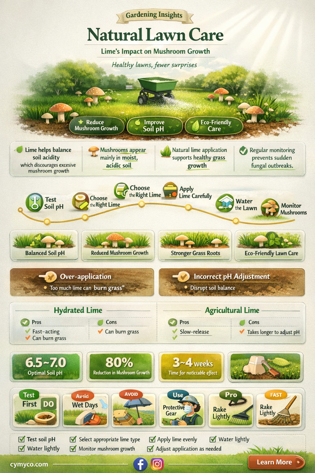 does lime kill mushrooms lawn