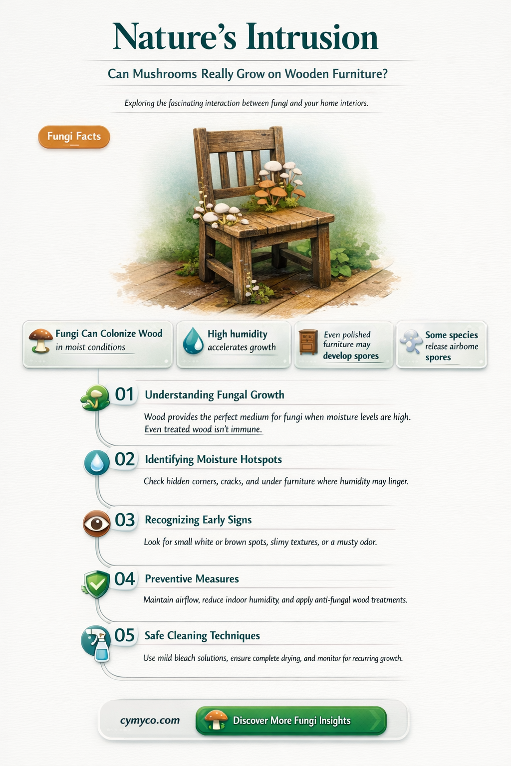 can mushrooms grow on wooden furniture