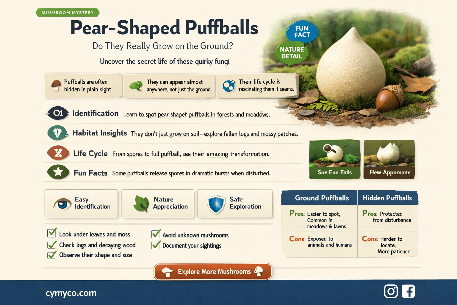 do pear shaped puffball grow on the ground