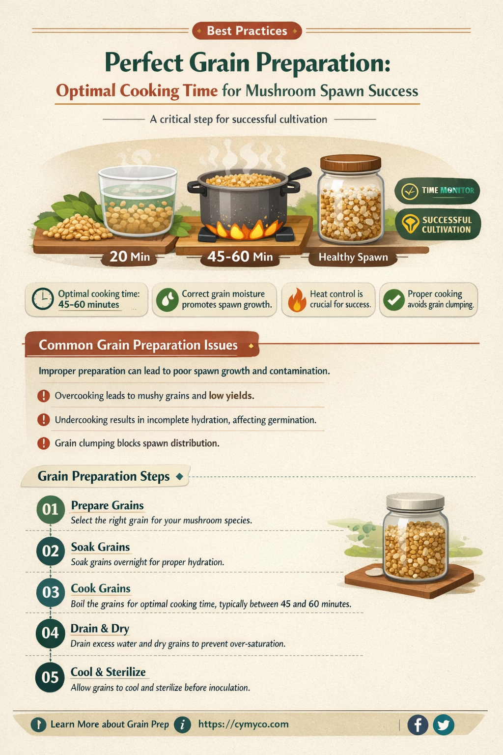 how long to cook grain for mushroom spawn