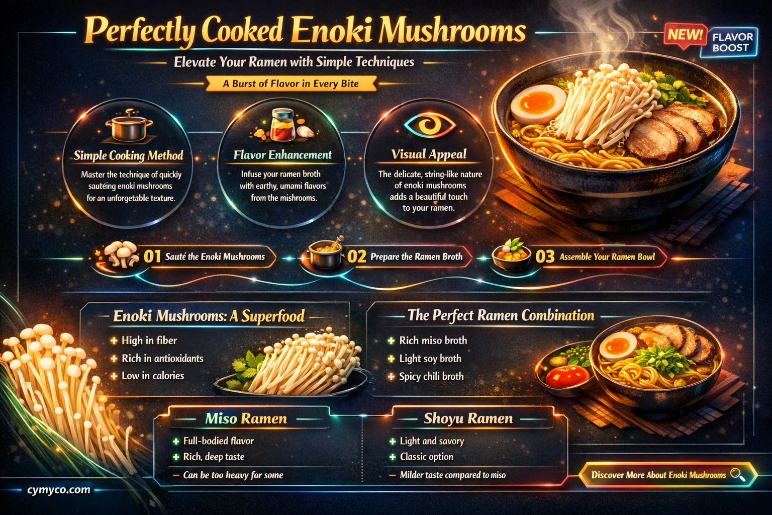 how to cook enoki mushrooms for ramen