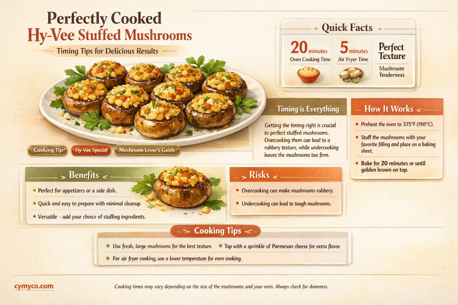 how long to cook hy vee stuffed mushrooms