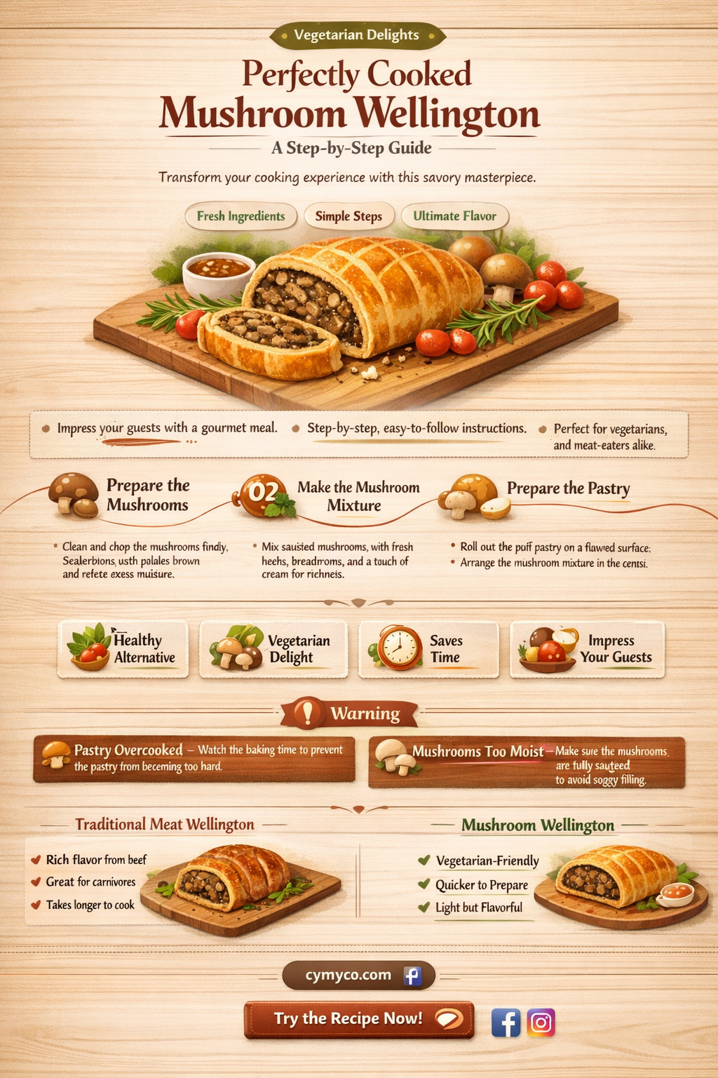how long to cook mushroom wellington