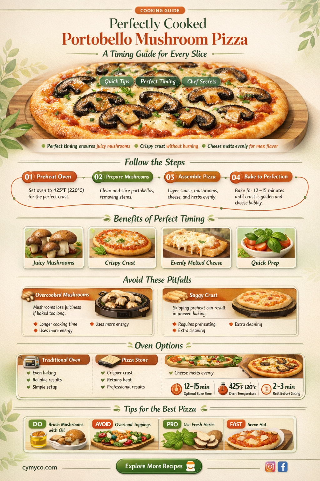 how long to cook portobello mushroom pizza