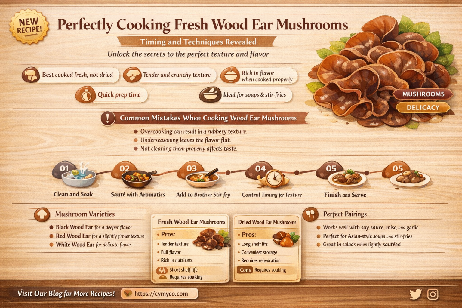 how long to cook fresh wood ear mushrooms