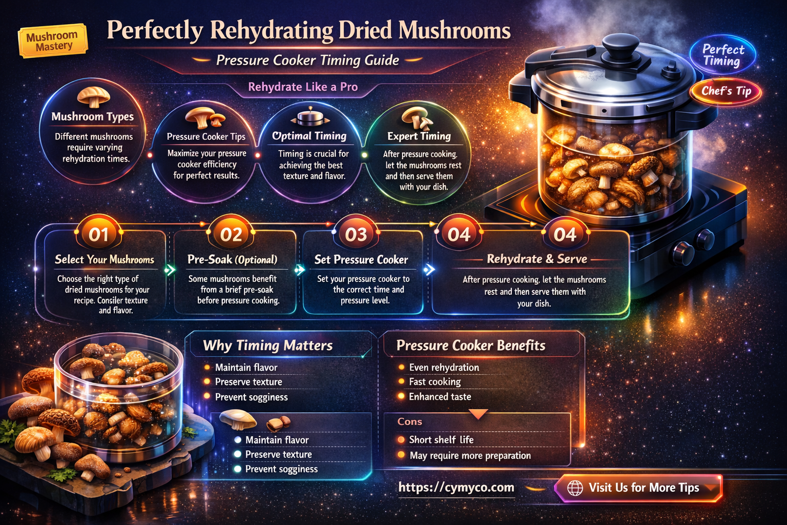 how long to cook hard dried mushrooms in pressure cooker