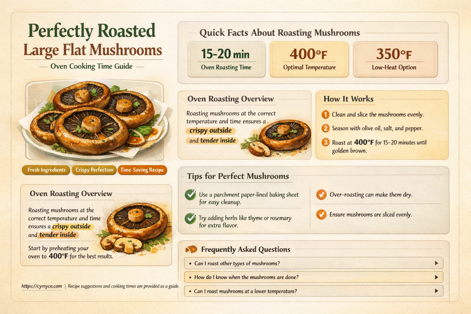 how long to cook large flat mushrooms in oven