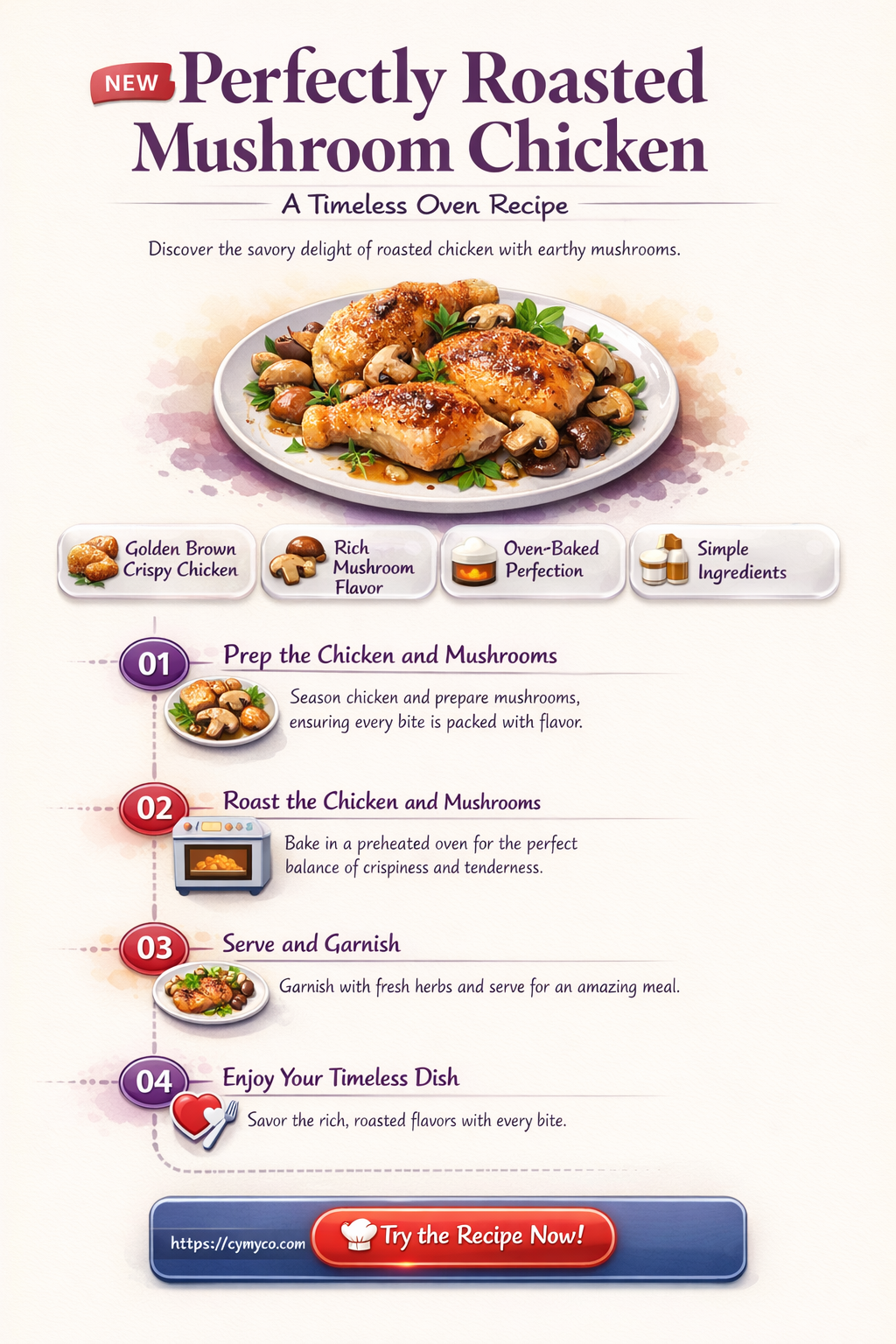 how long to cook mushroom chicken in oven