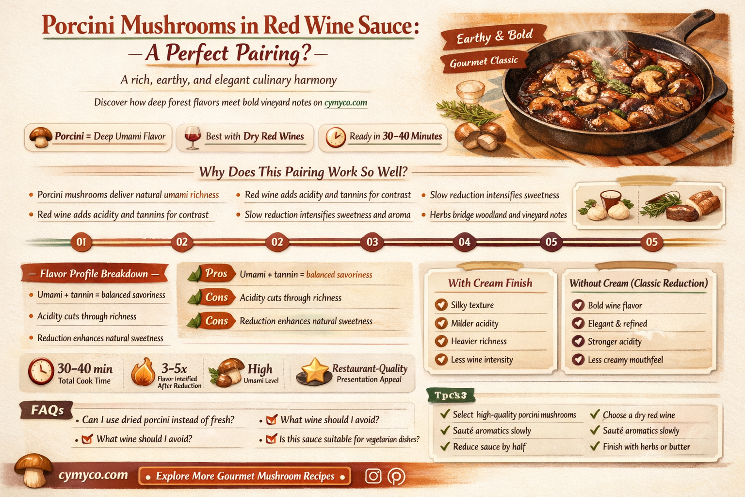 are porcini good in a red wine sauce