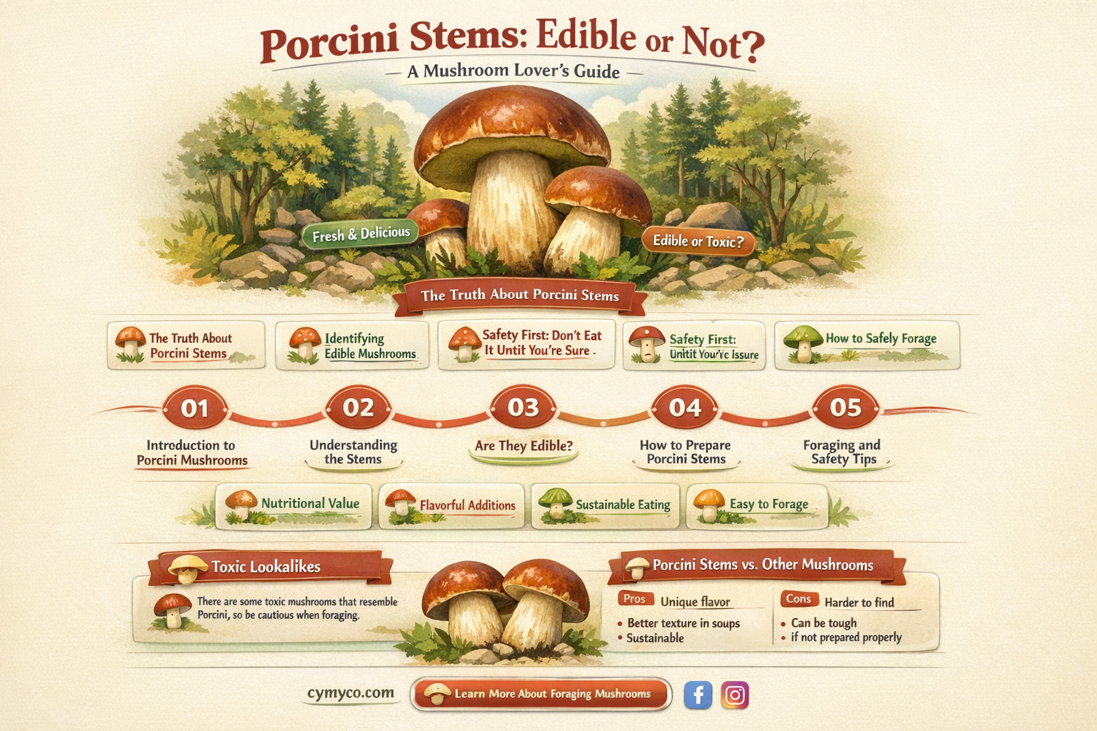 can you eat porcini stems