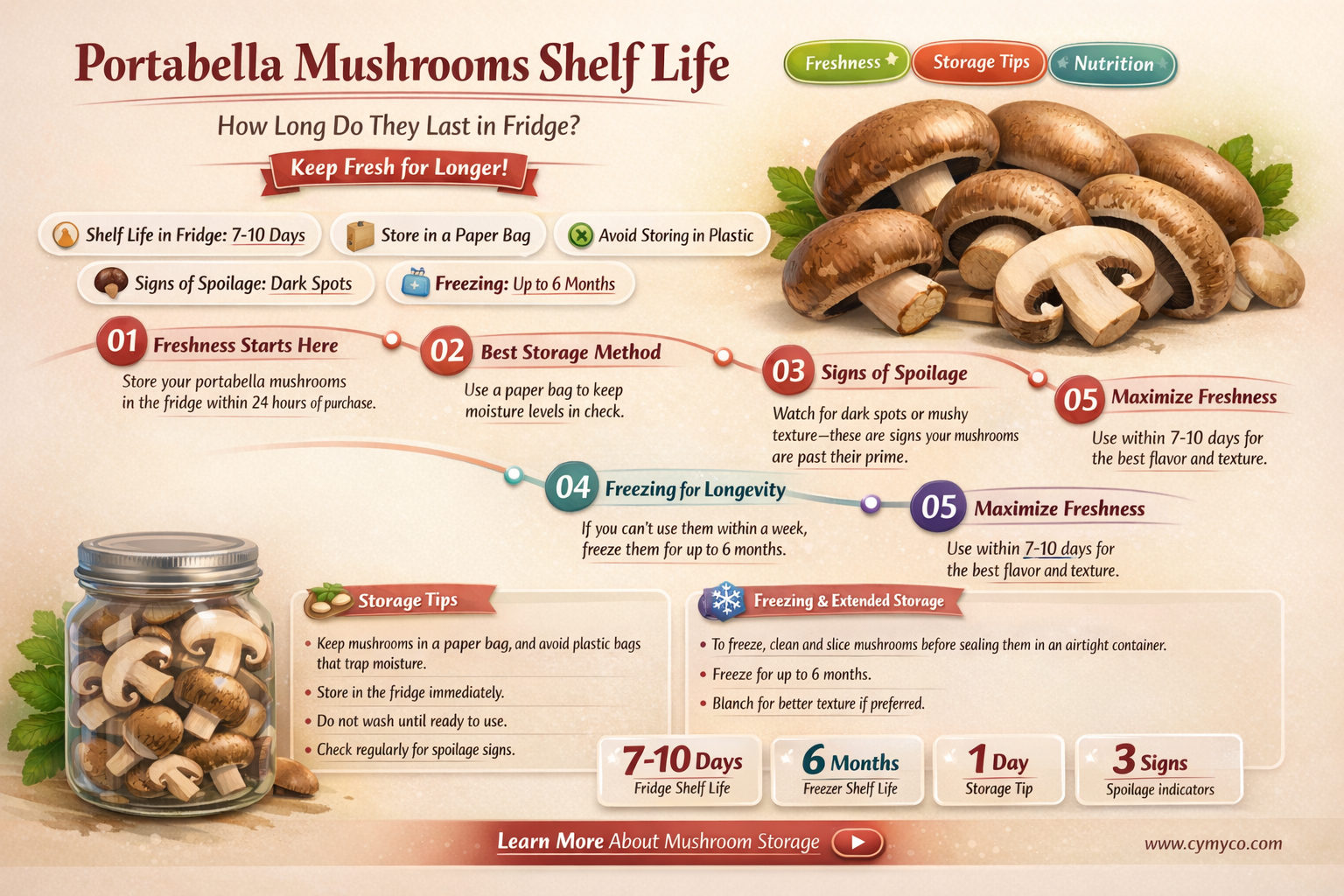 how long do portabella mushrooms last in fridge