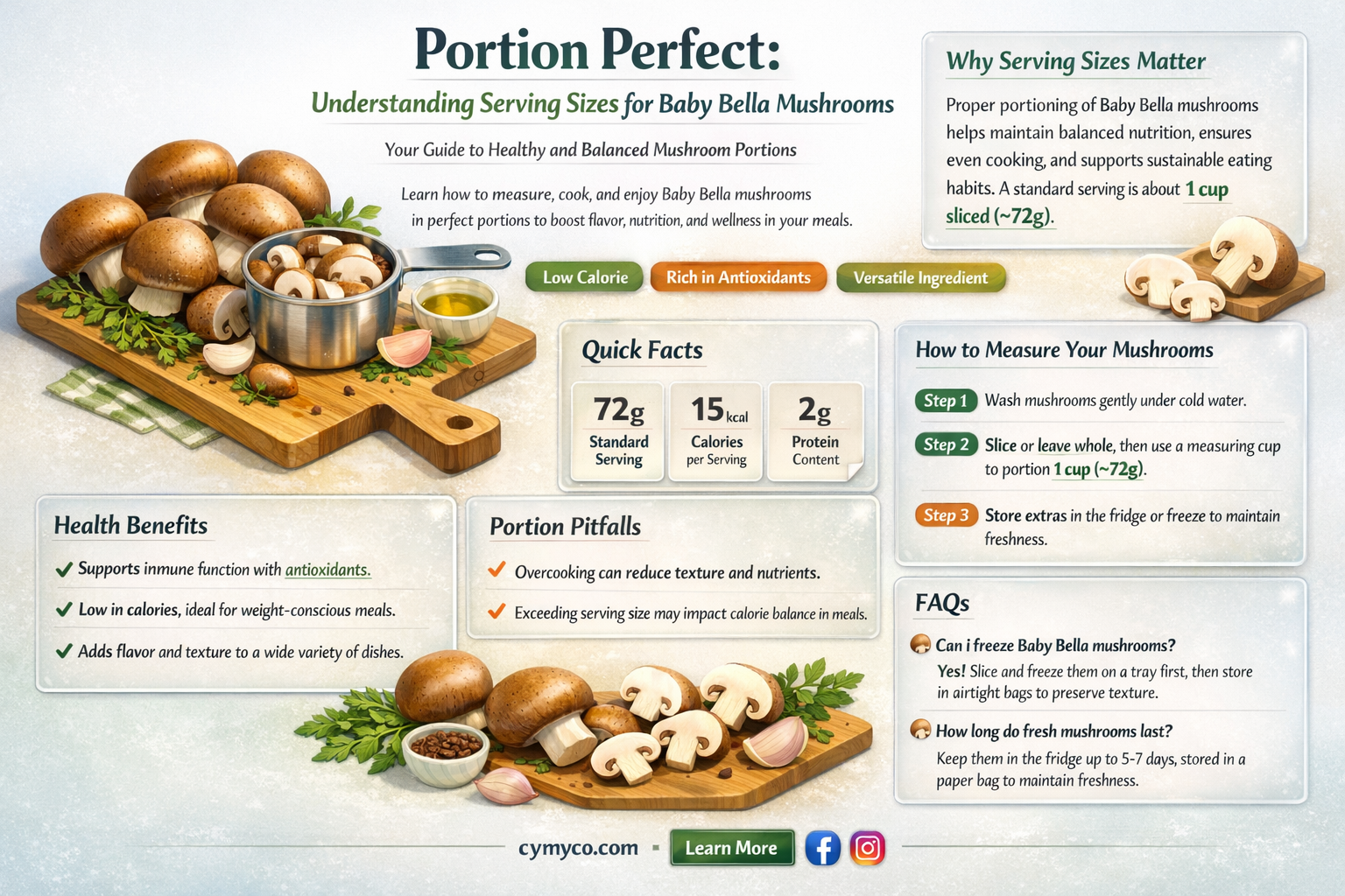 how much is one serving of baby bella mushrooms