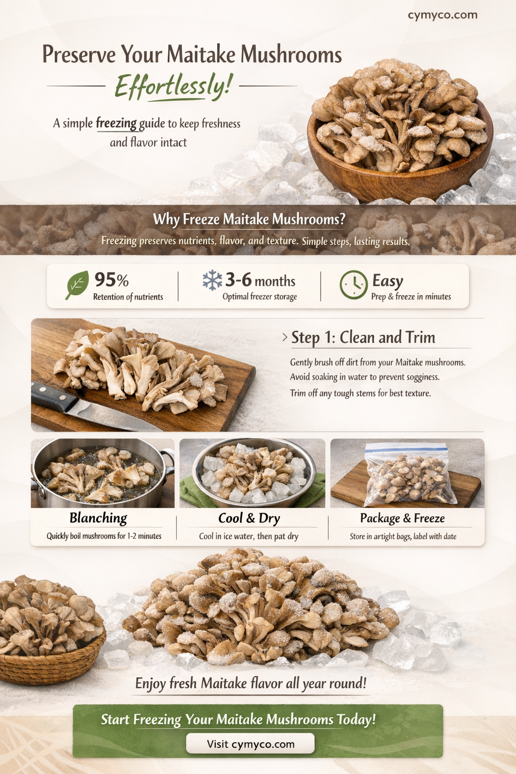 how to freeze maitake