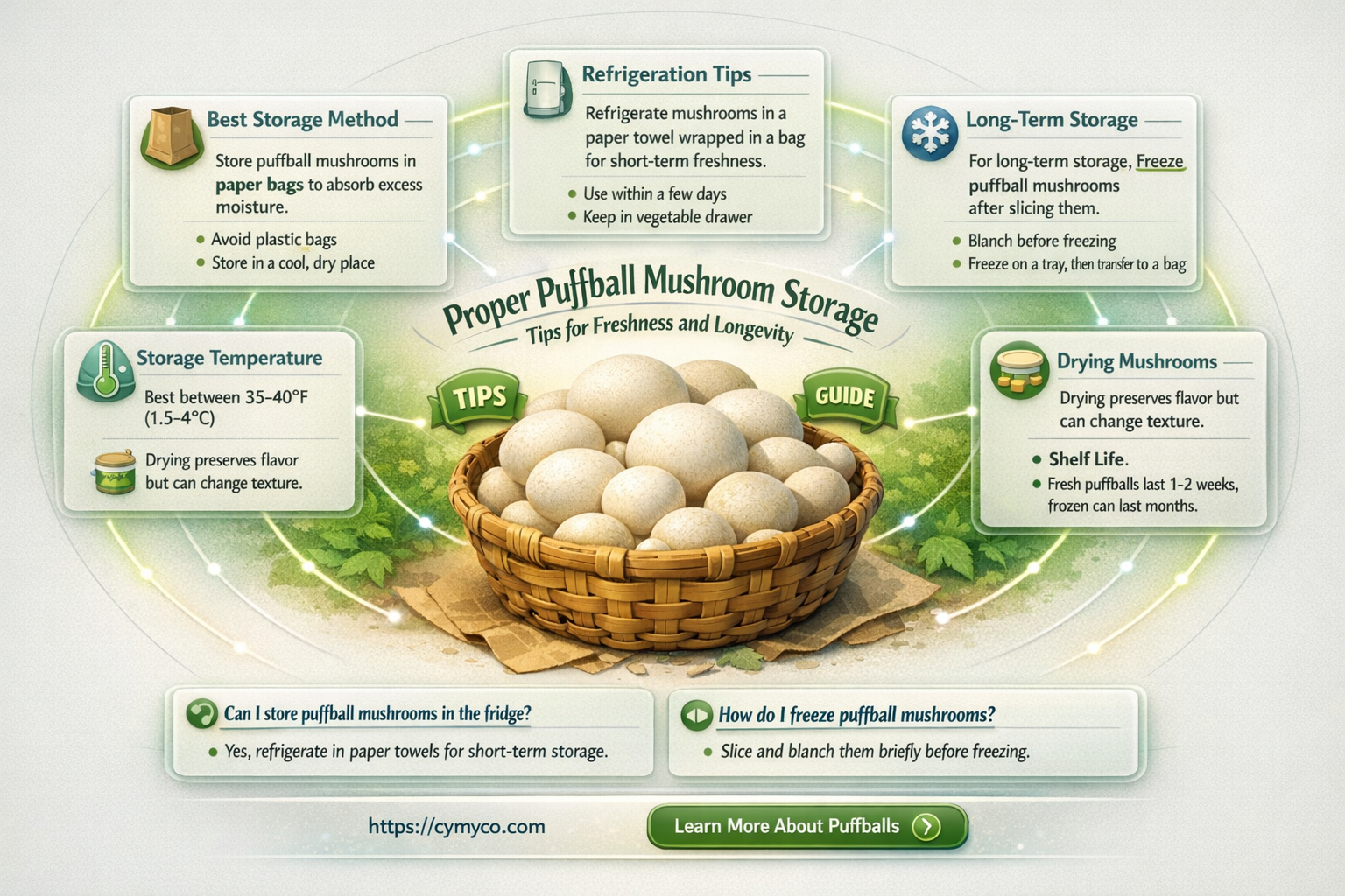 how to store puffball mushrooms