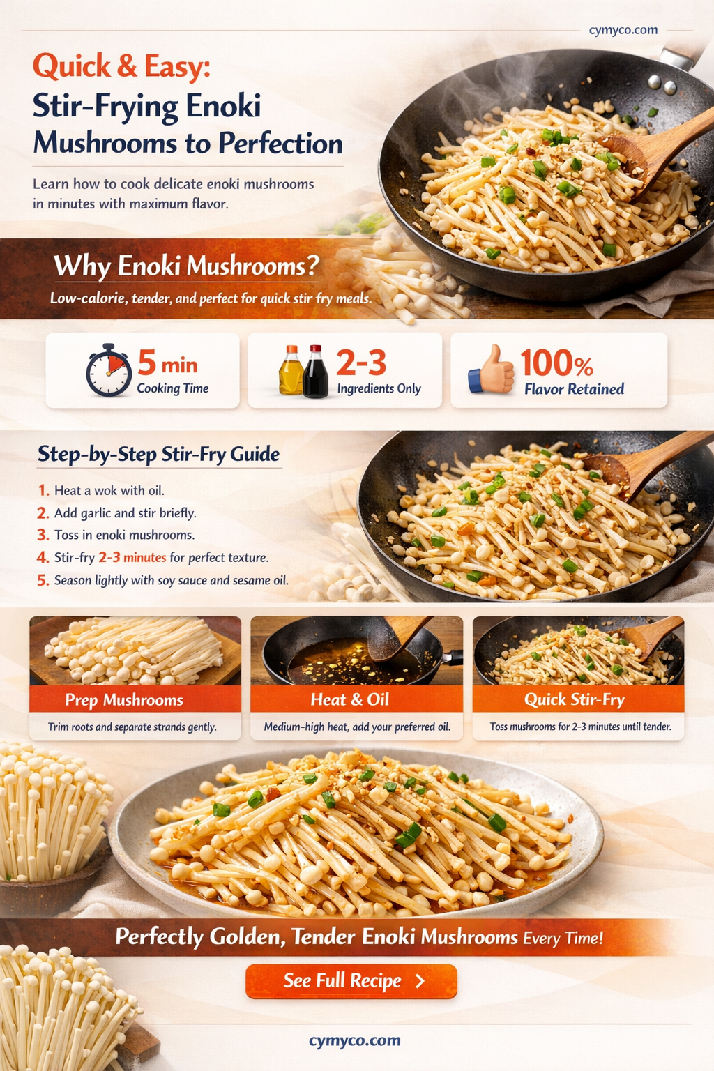 how long to stir fry enoki mushrooms