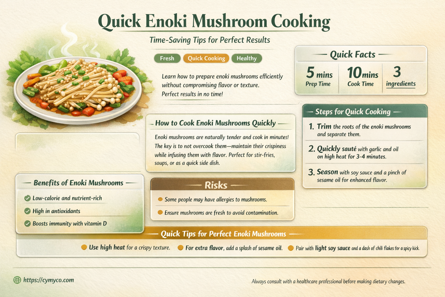 how long do enoki mushrooms take to cook