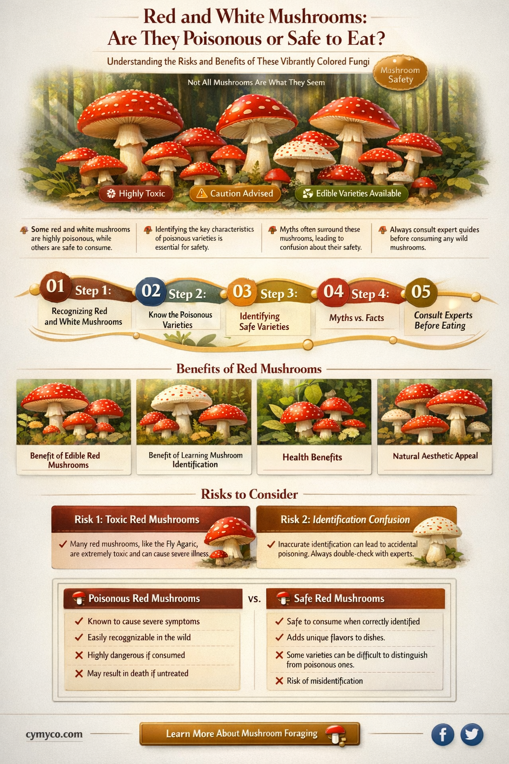 are red and white mushrooms poisonous