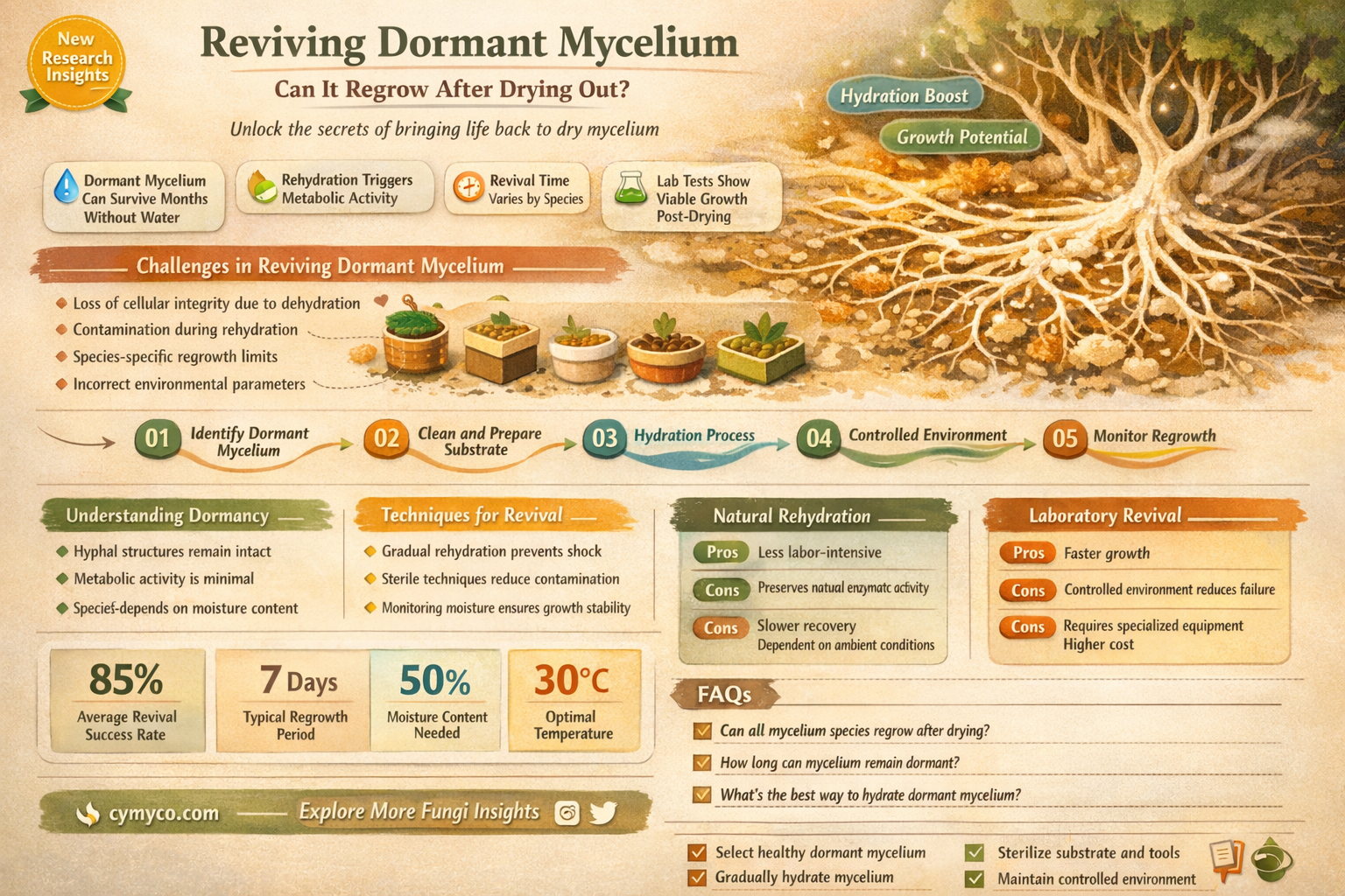can dried out mycelium start growing again