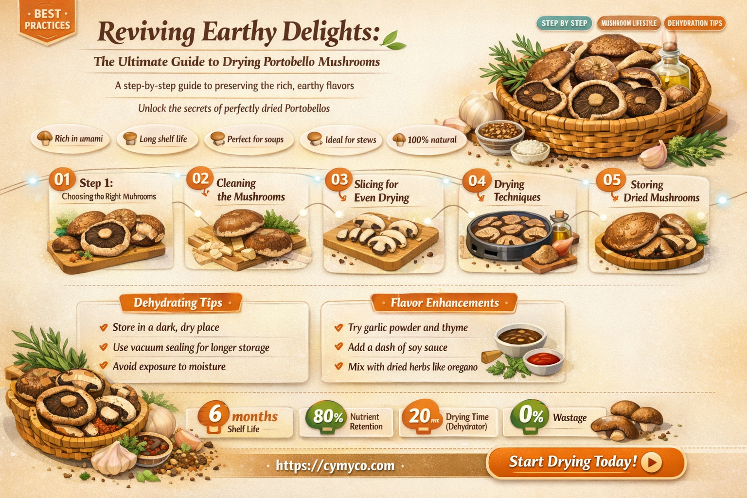 how to dry out portobello mushrooms