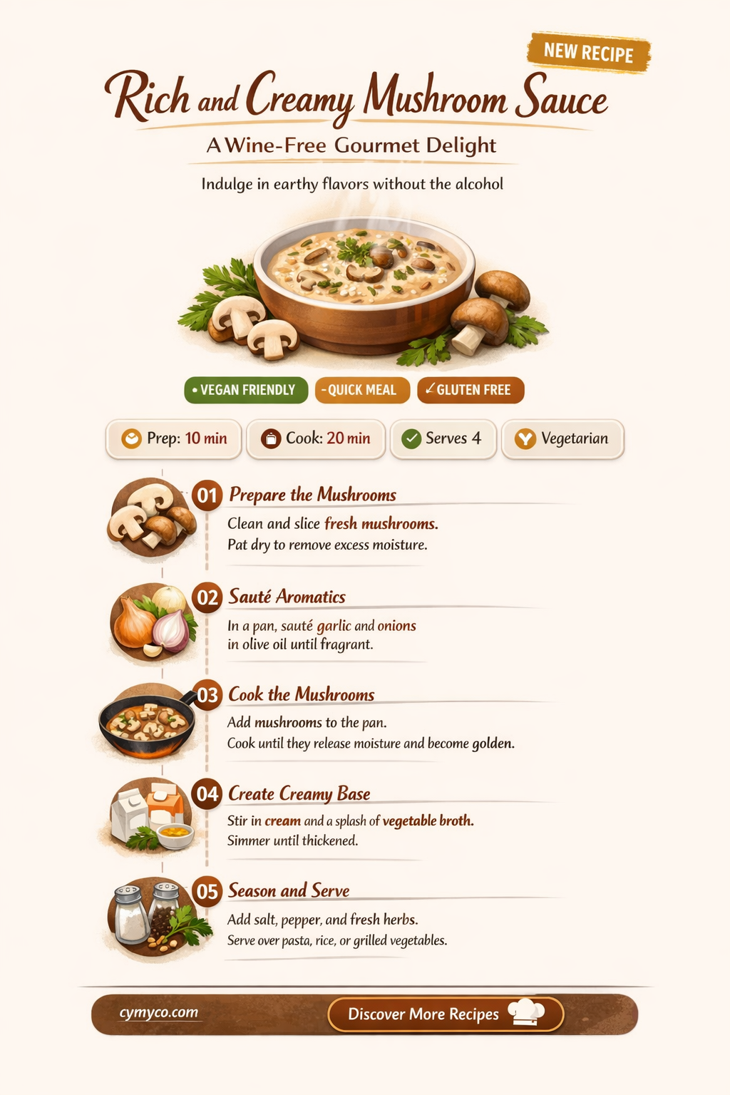 how to make creamy mushroom sauce without wine