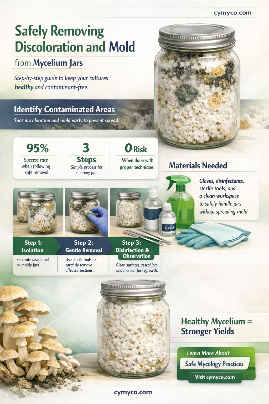 can i cut out discoloration mycelium jars mold