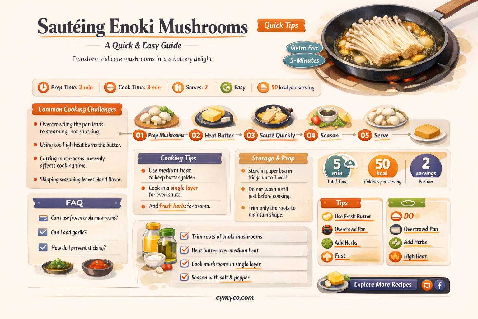 how long to cook enoki mushrooms in butter