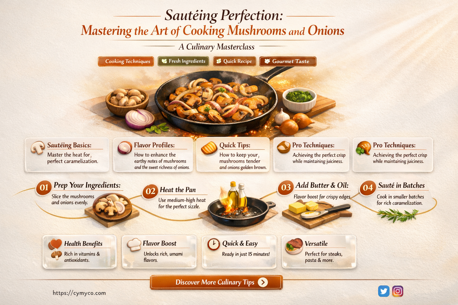 how long to cook mushrooms and onions