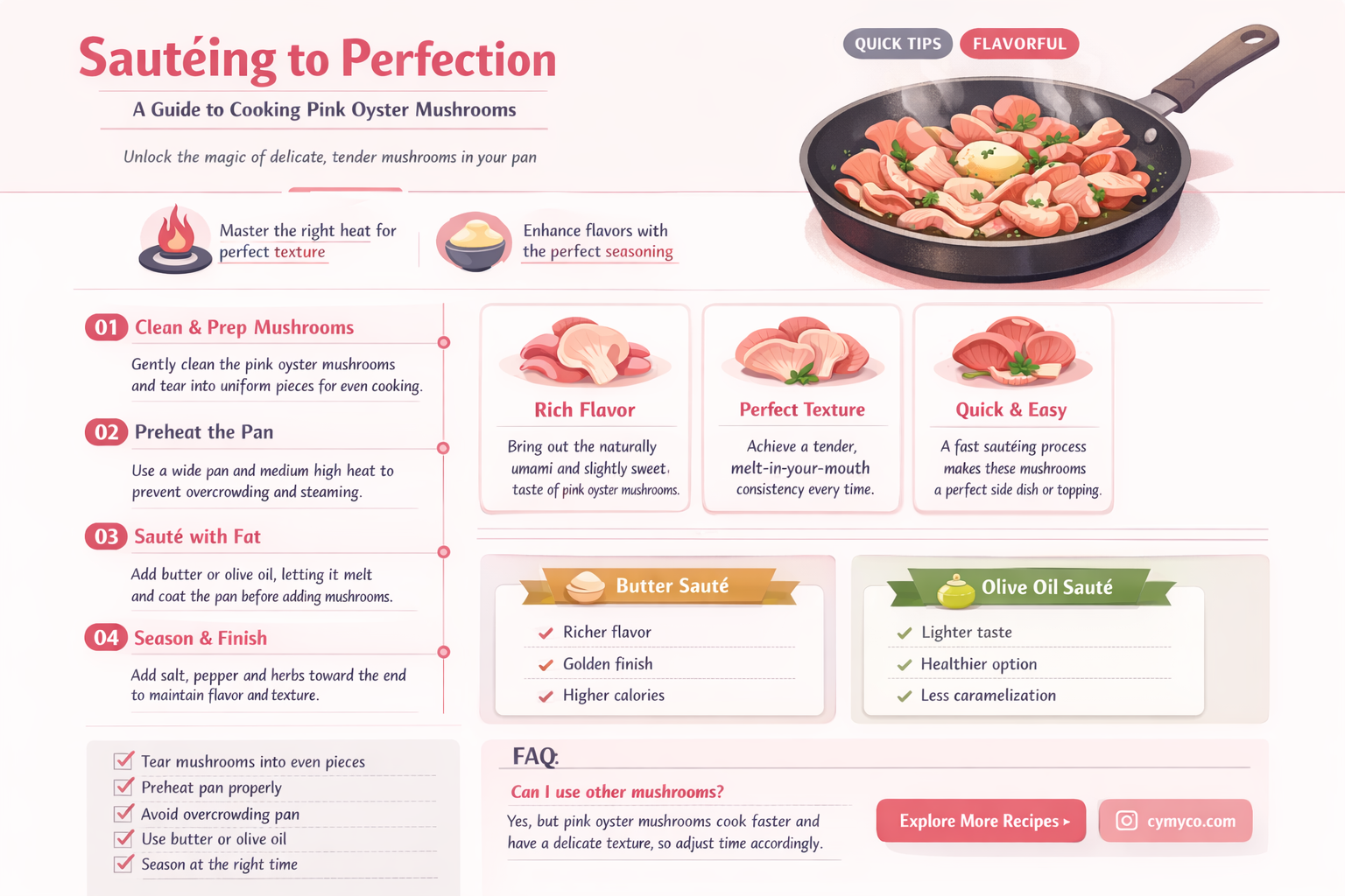 how long to cook pink oyster mushrooms