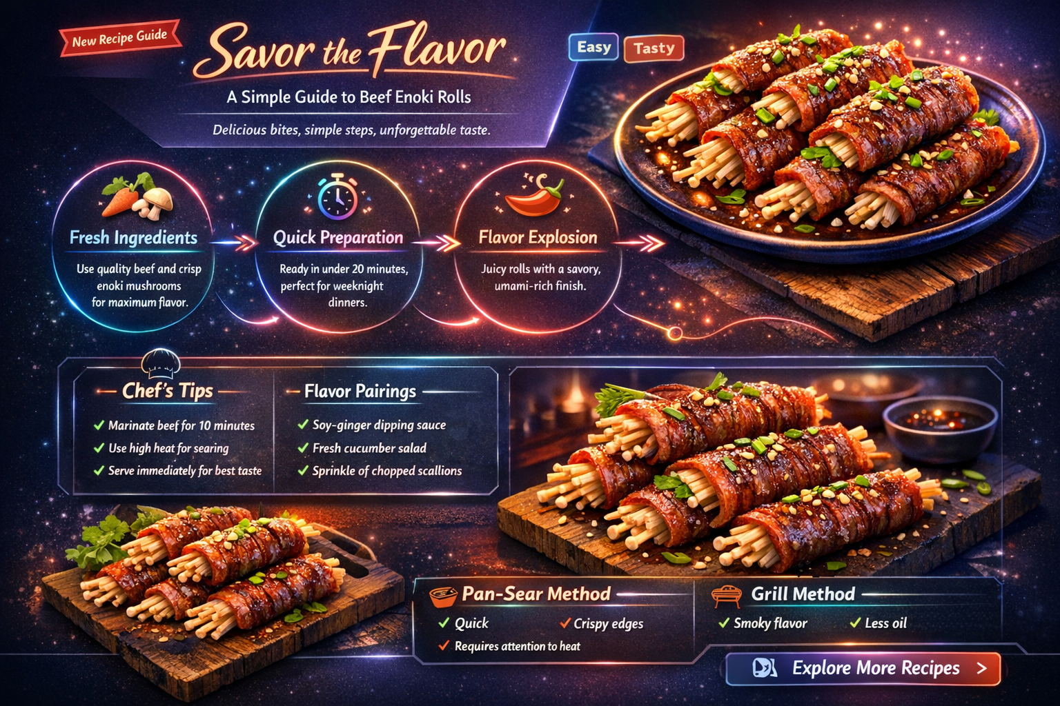 how to cook beef enoki rolls