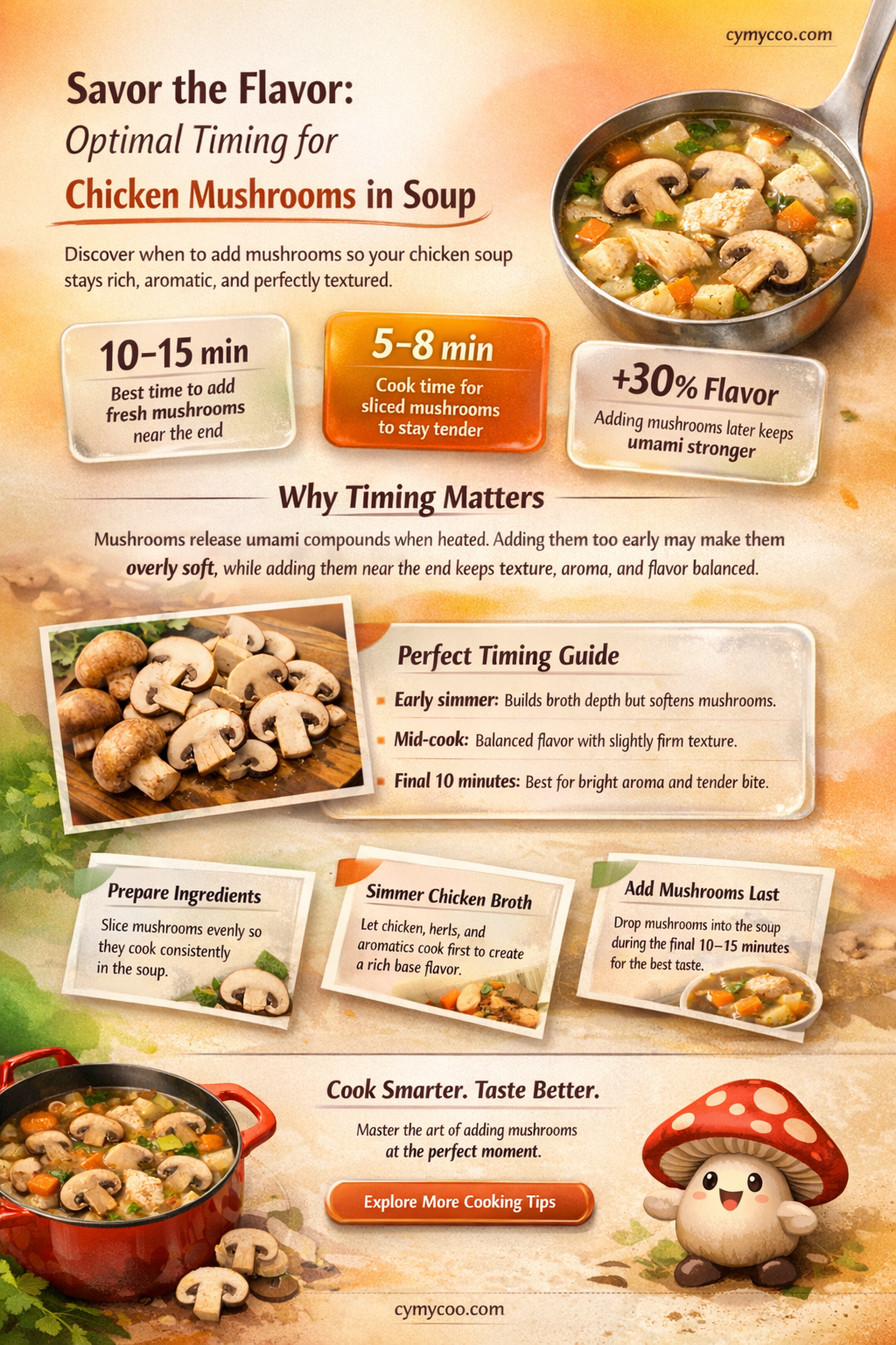 when to put chicken mushrooms in soup