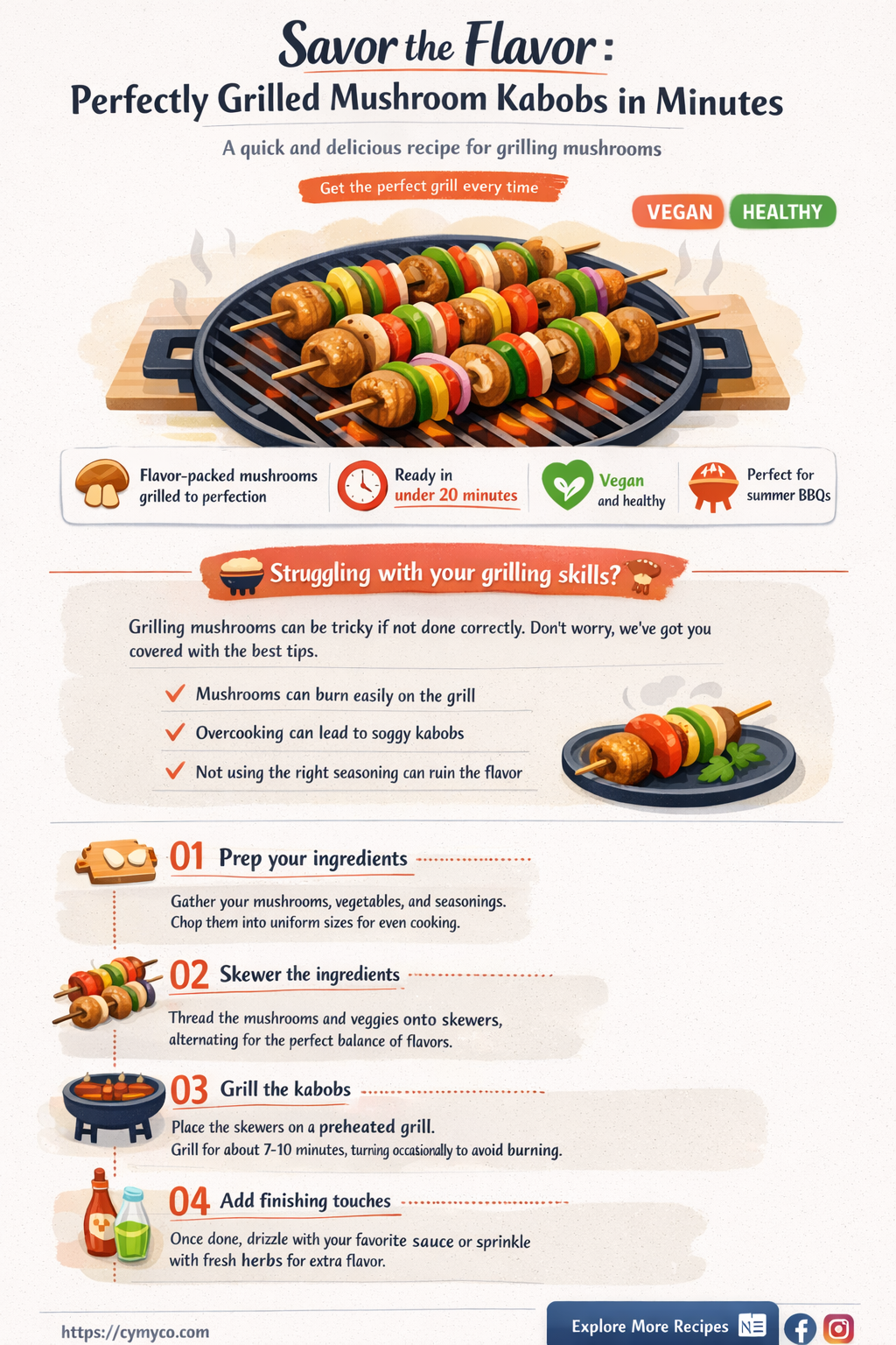 how long to cook mushroom kabobs