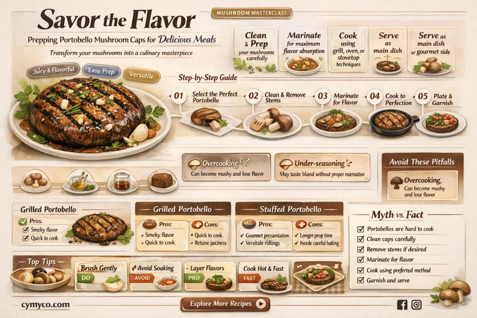how to prep portobello mushroom caps