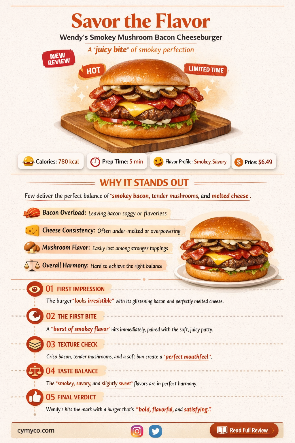 how much is wendys smokey mushroom bacon cheeseburger