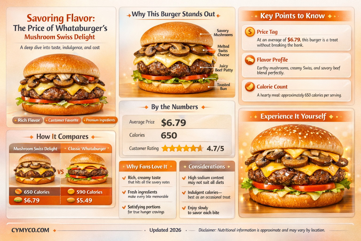 how much is the mushroom swiss burger at whataburger