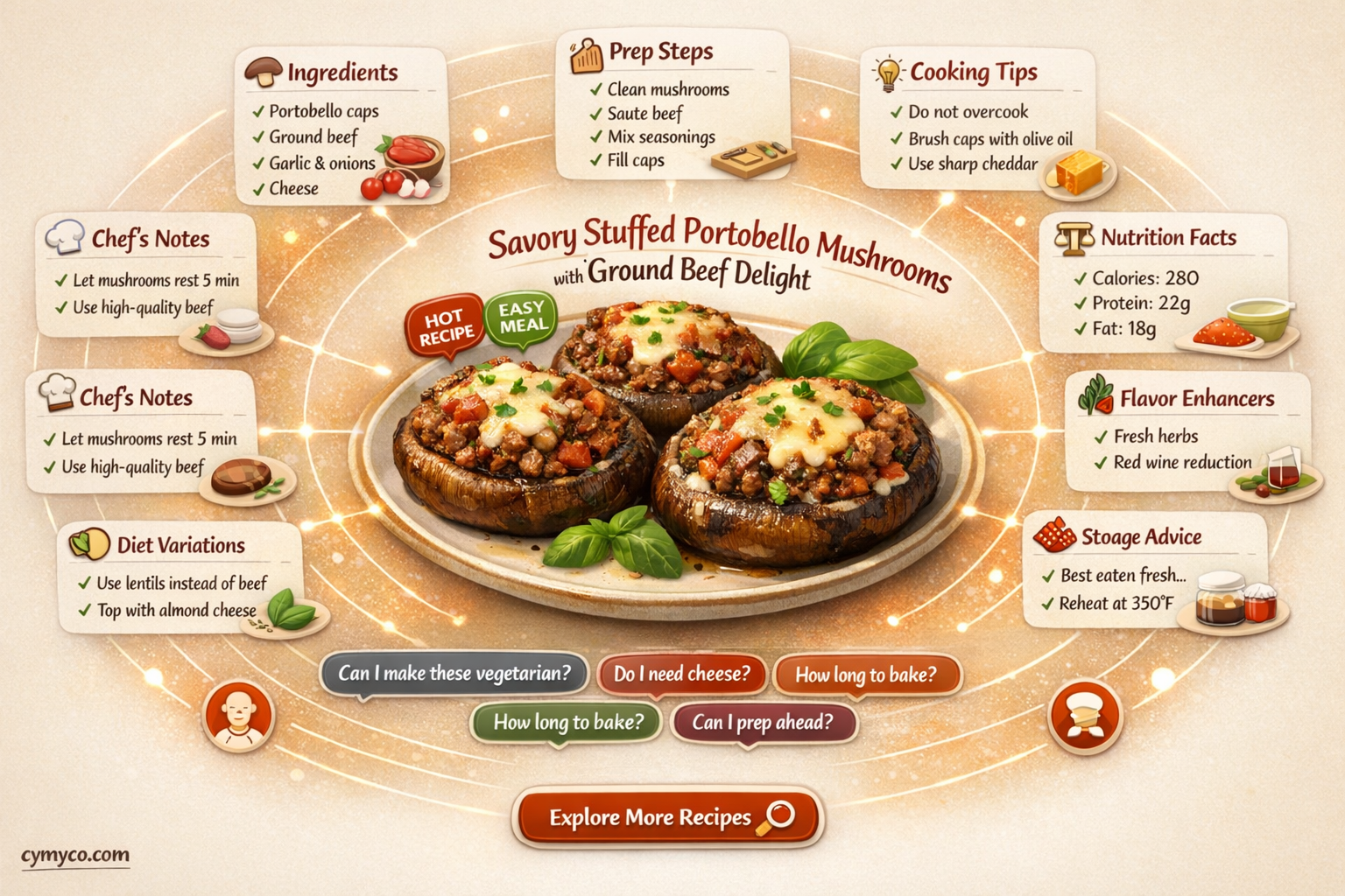 how to make stuffed portobello mushrooms with ground beef