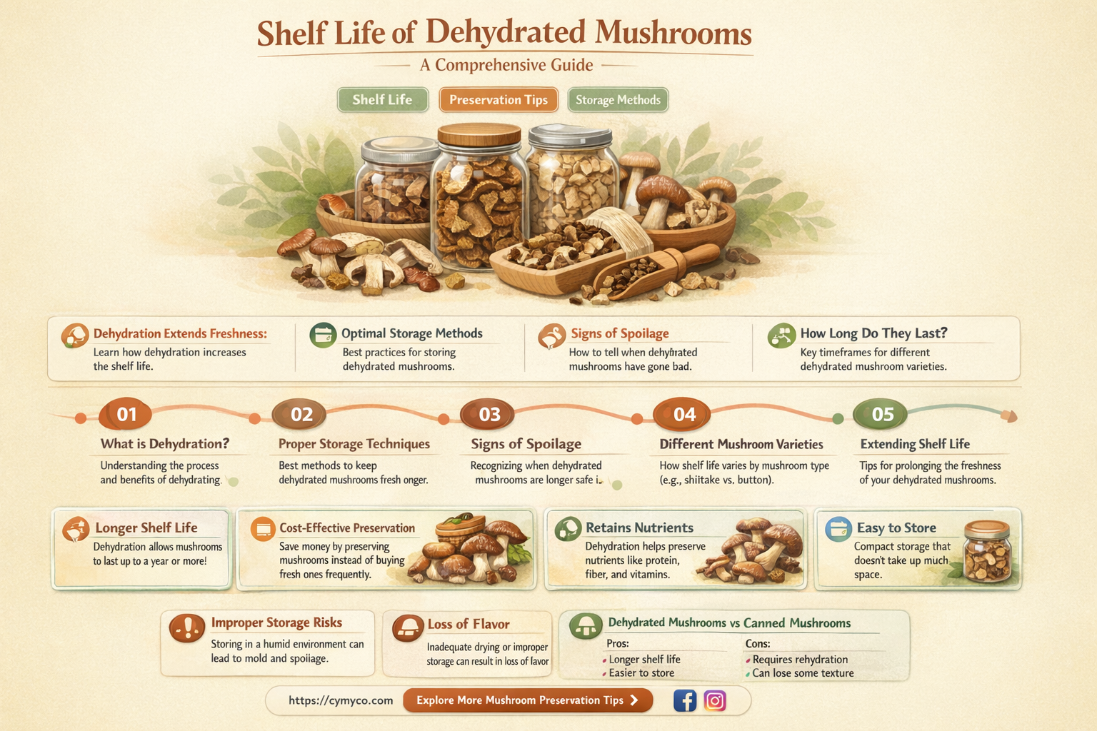 how long are dehydrated mushrooms good for