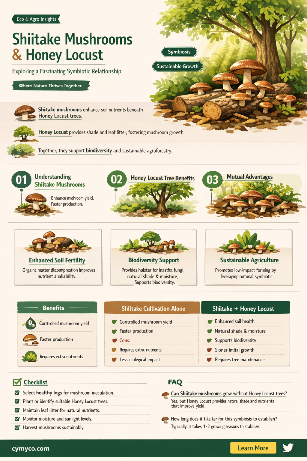 can shiitakes grow on honey locust