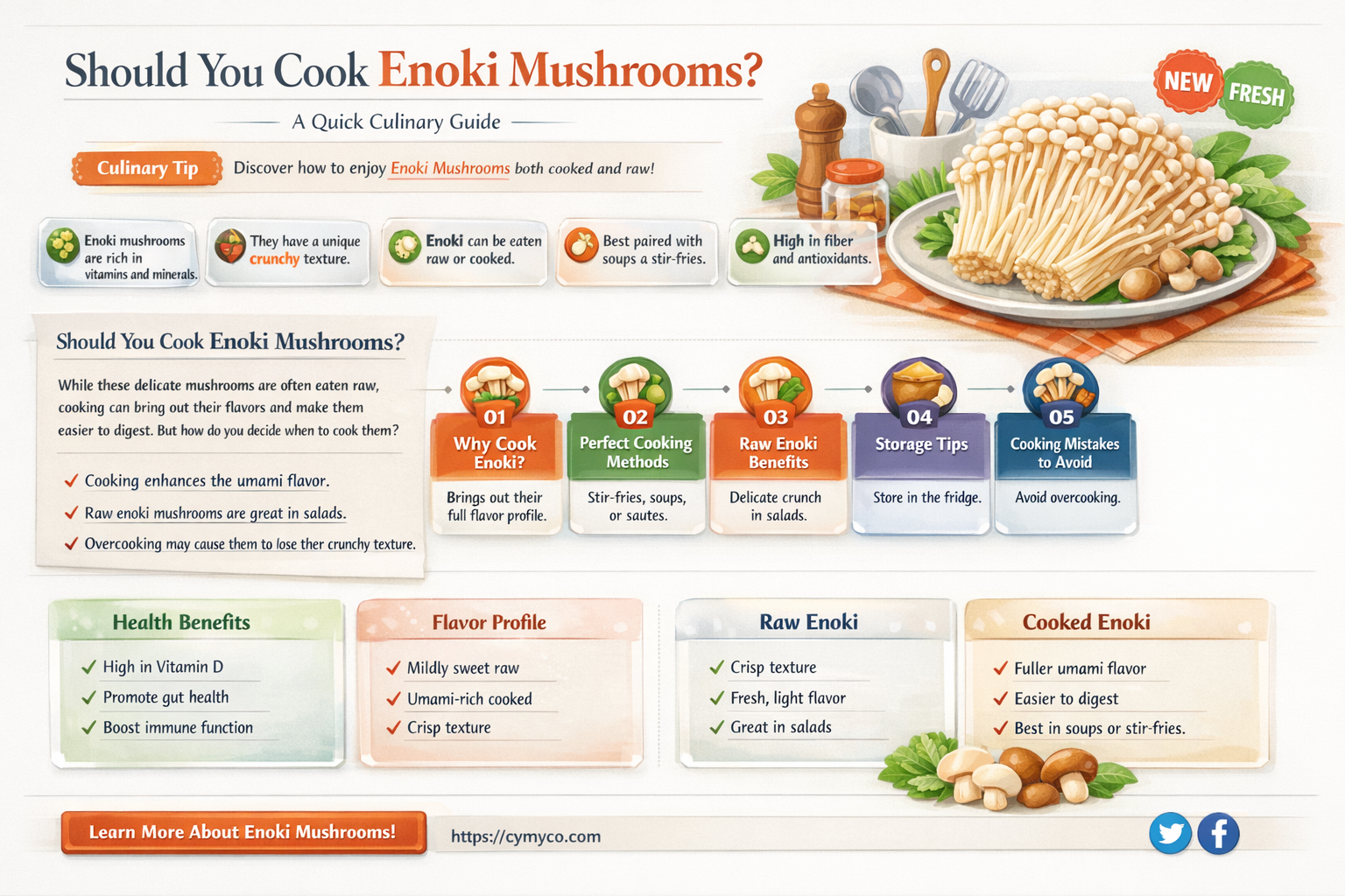 are you supposed to cook enoki
