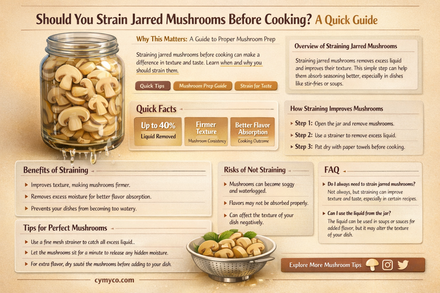 do you need to strain jarred mushrooms before using
