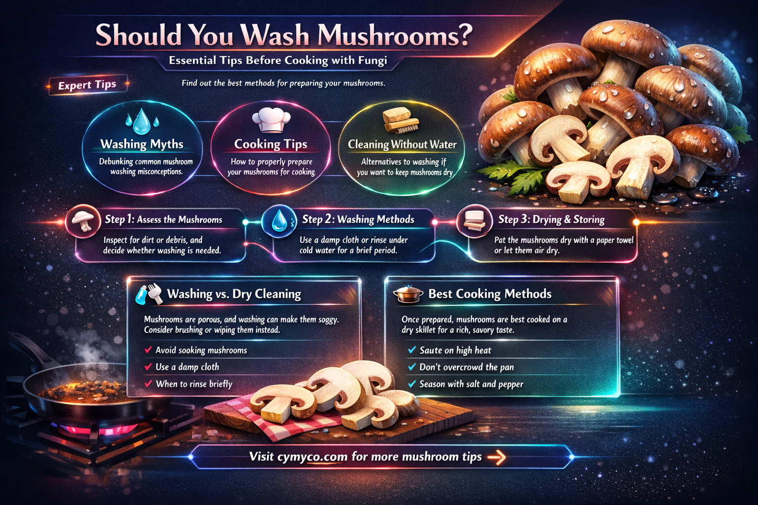 do mushrooms need to be washed before using