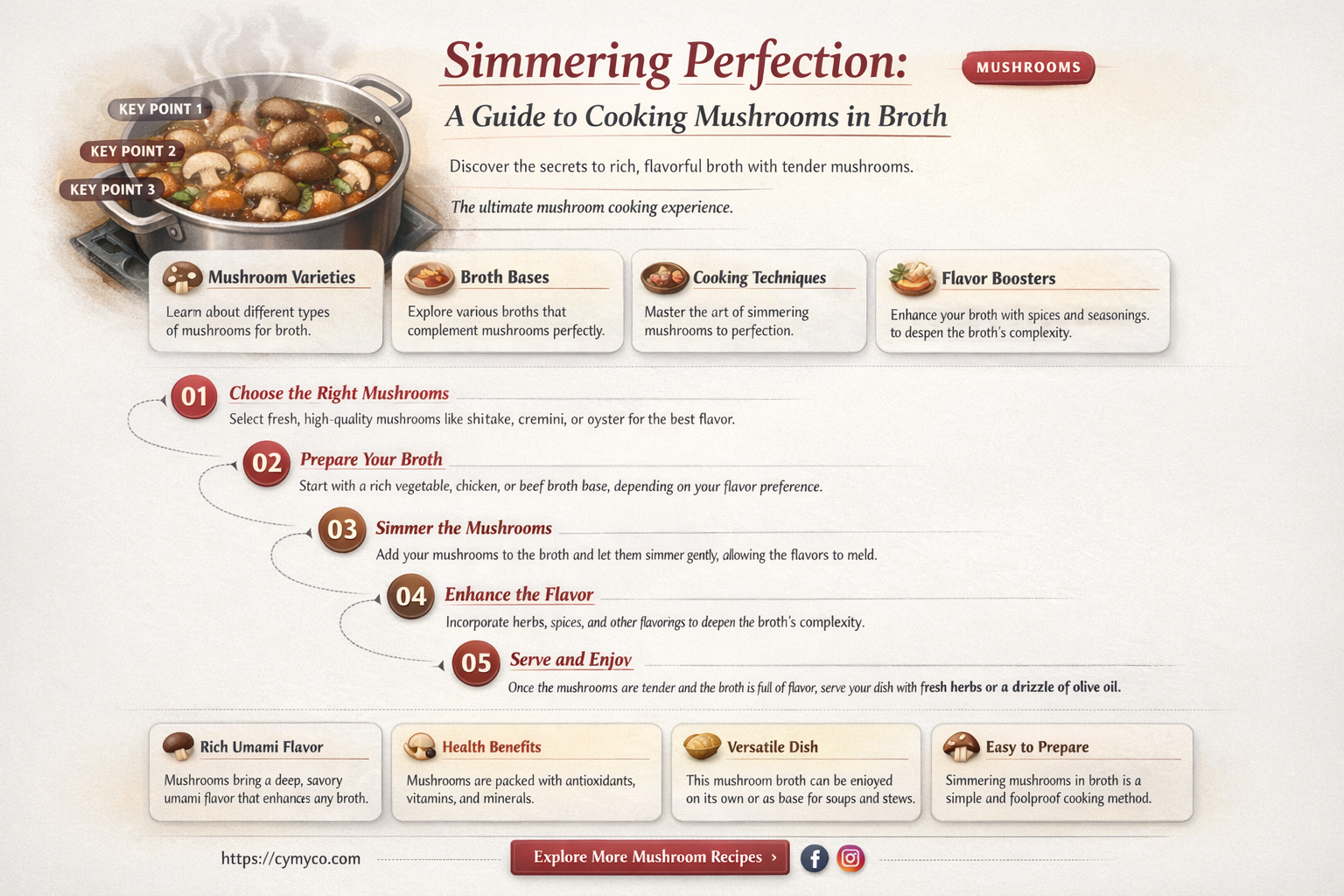 how long to cook mushrooms in broth