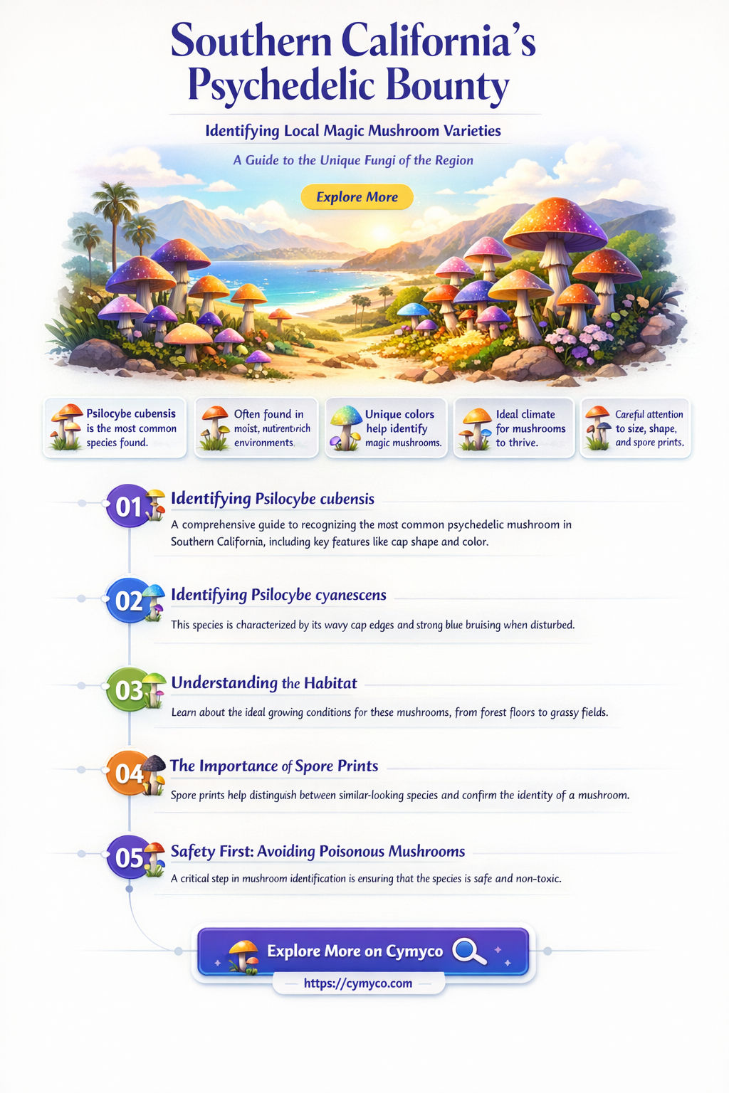 what type of magic mushrooms grow in southern california