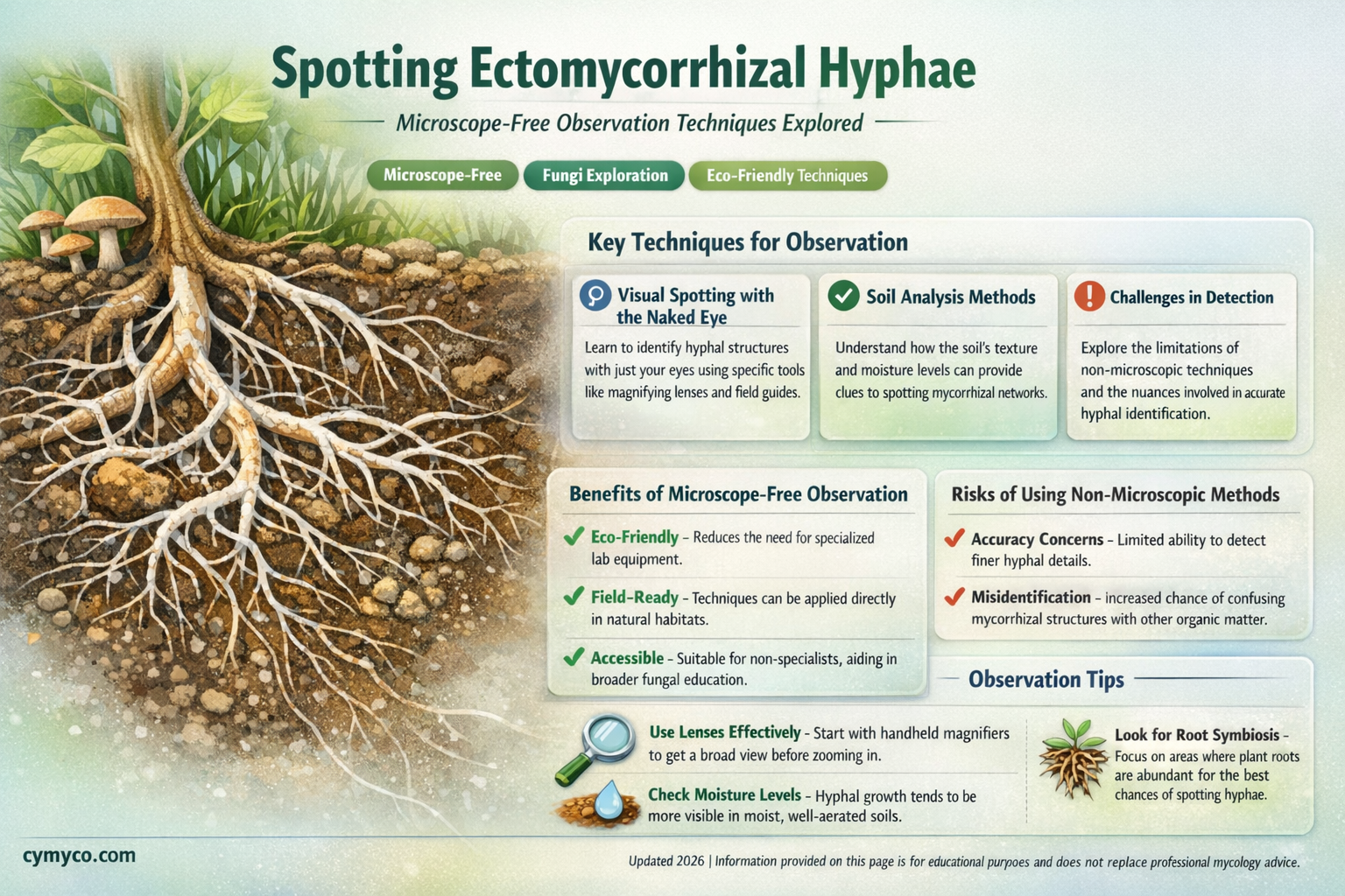 can you observe ectomycorrhizal hyphae without a microscope