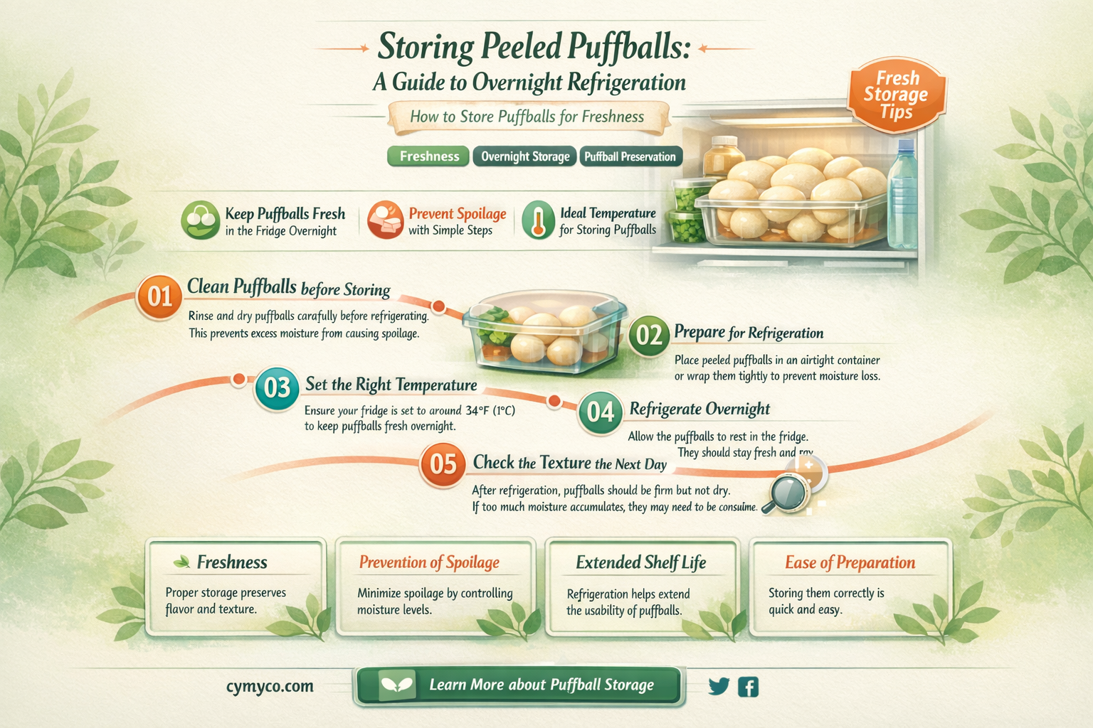 can i store a peeled puffball in the fridge overnight