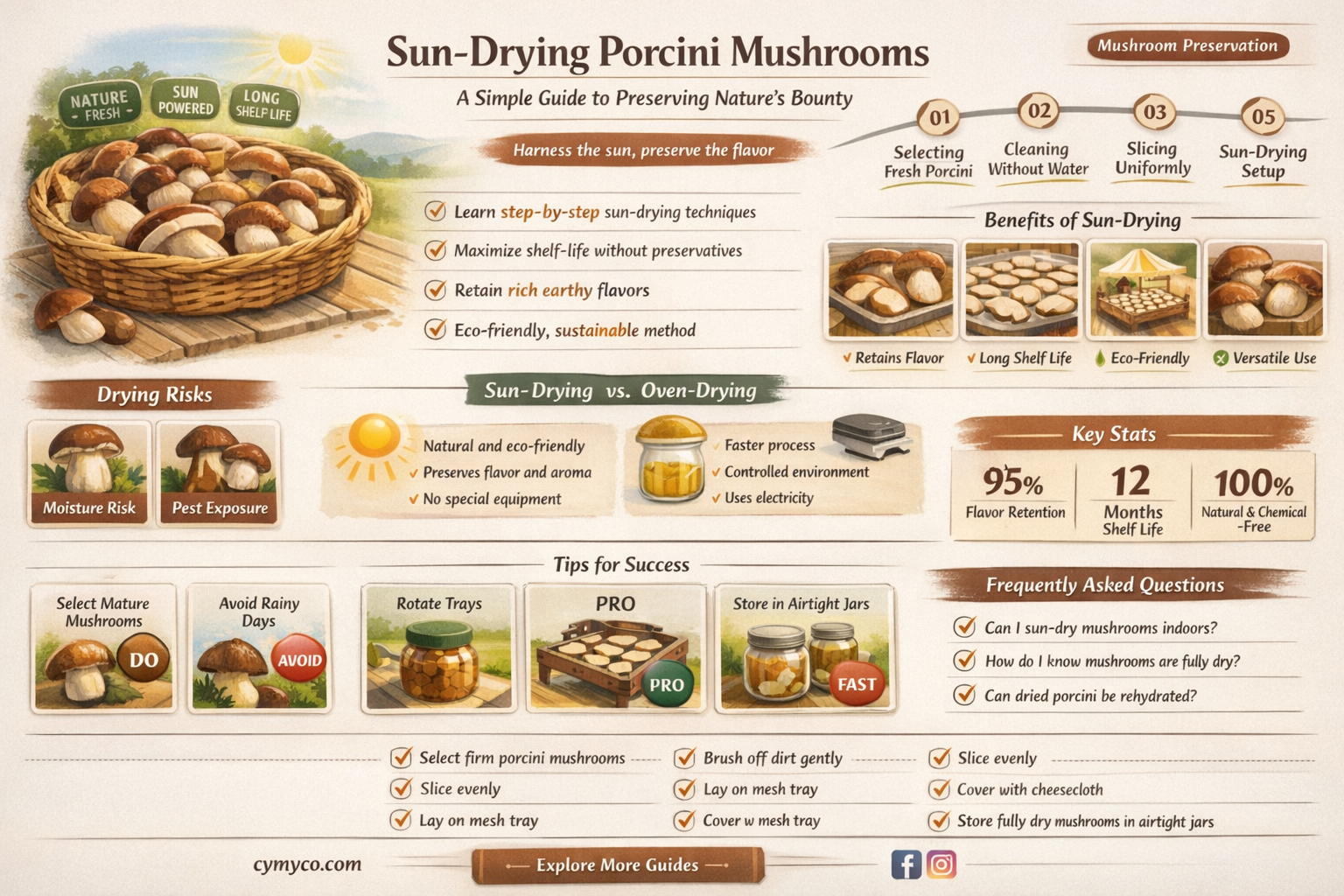 how to sun dry porcini mushrooms