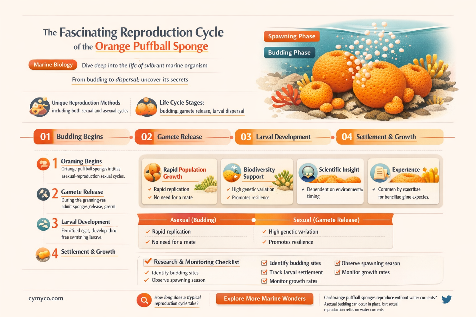 how does the orange puffball sponge reproduce