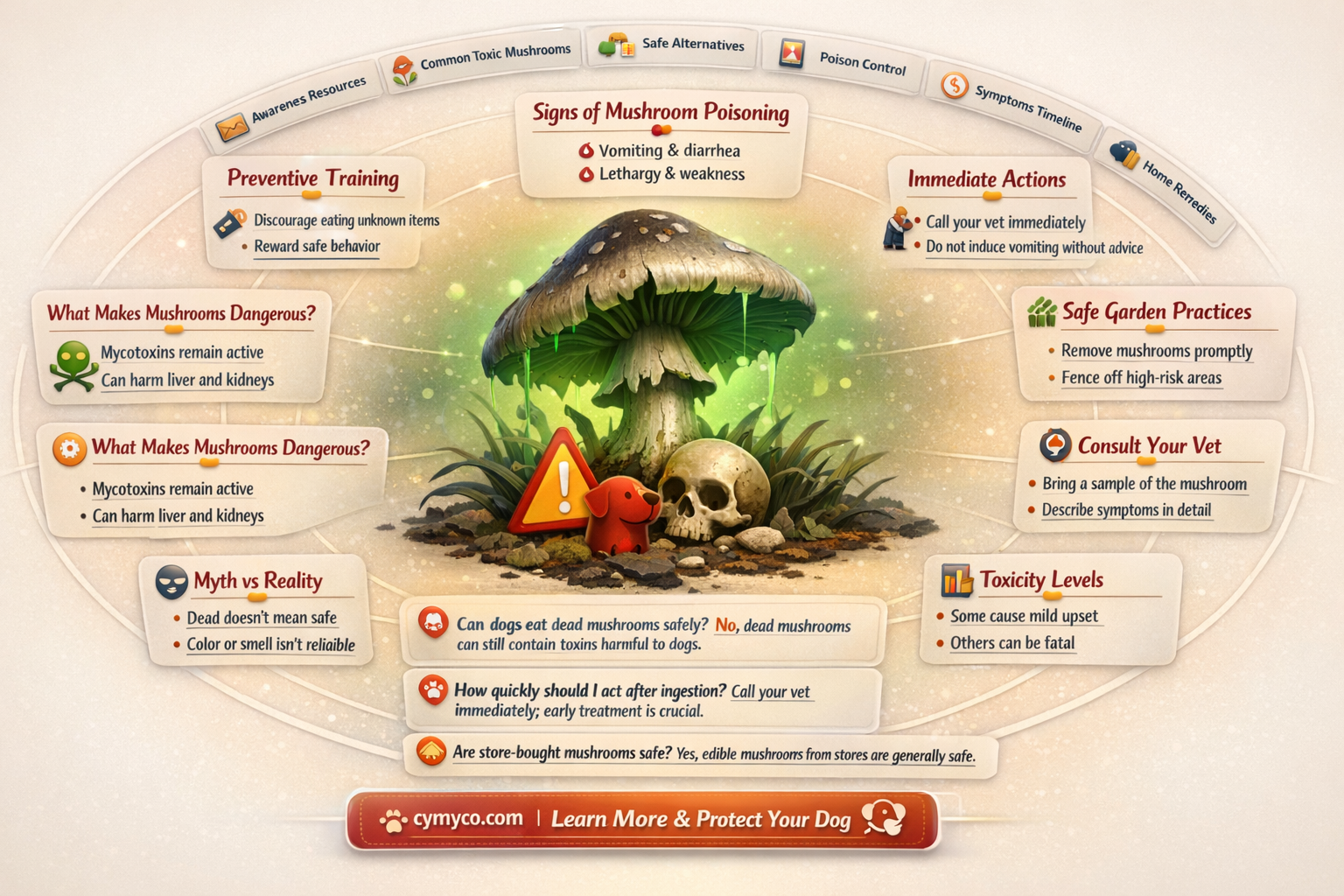 are dead mushrooms poisonous to dogs