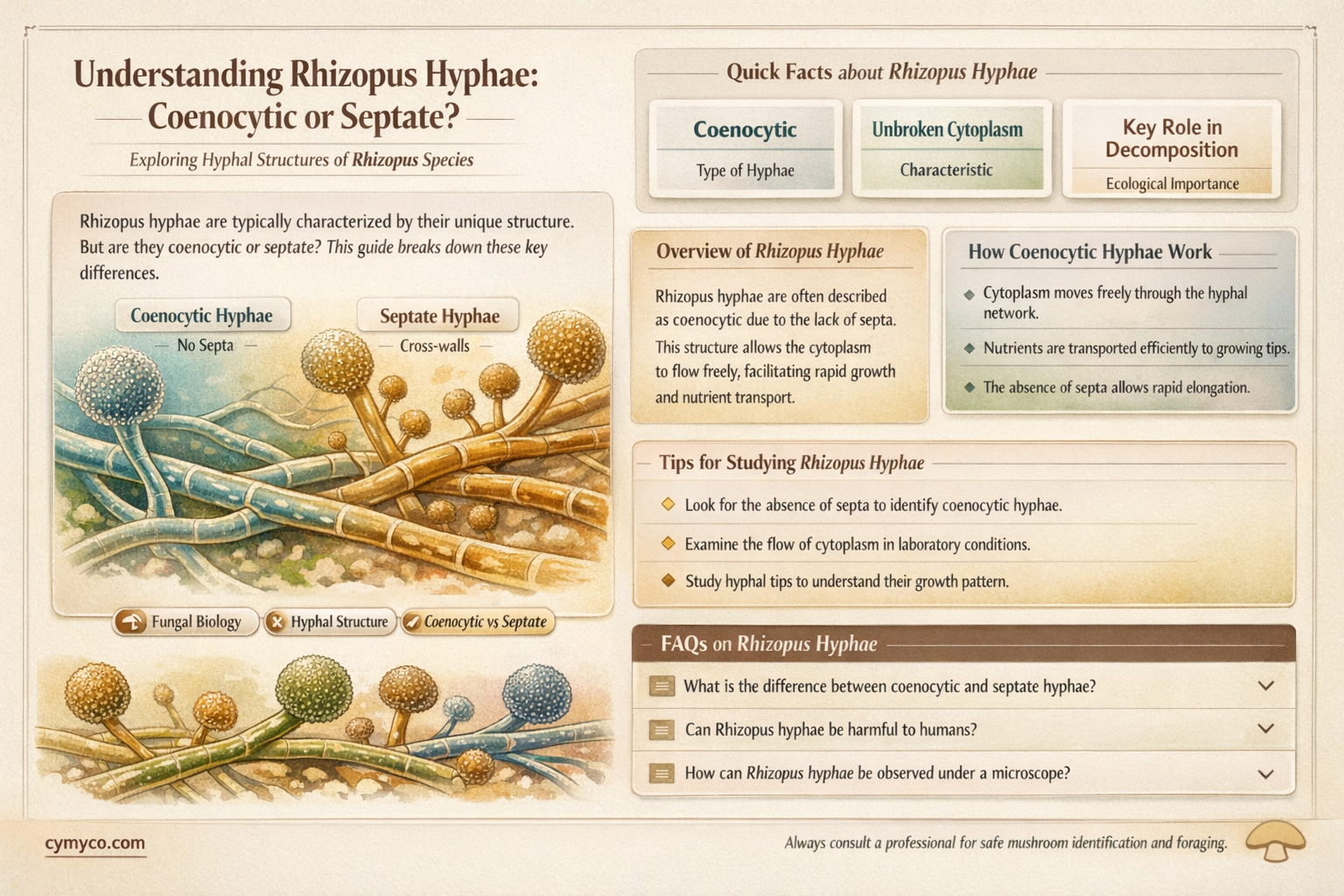 are rhizopus hyphae coenocytic or septate