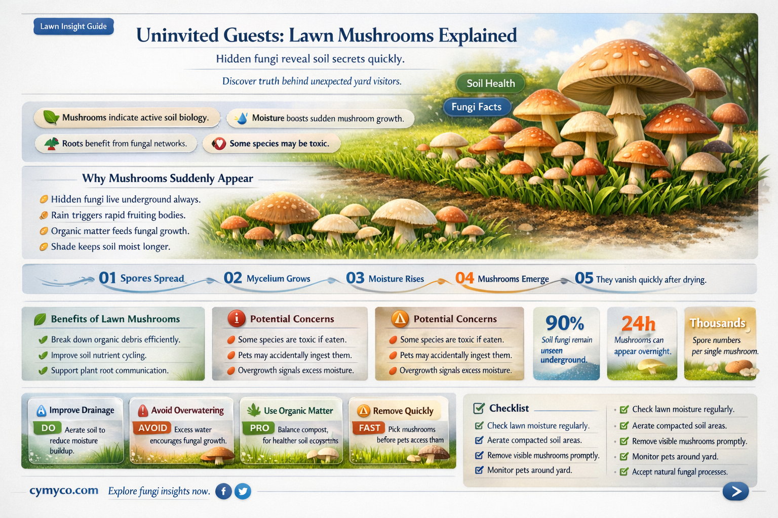 why is there mushrooms growing in my grass