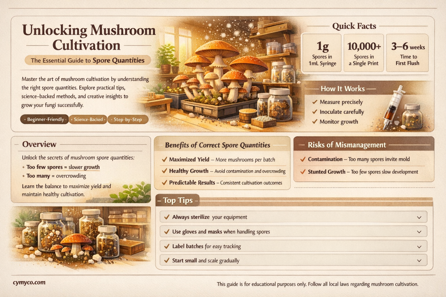 how much is spores is neexed for a mushroom